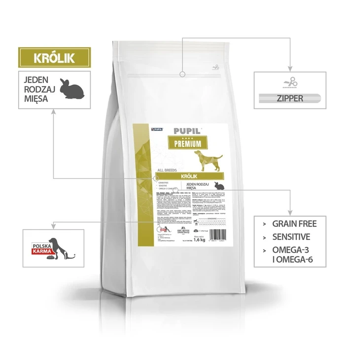 Ξηρά Τροφή Σκύλων Pupil Premium All Breeds Rabbit 1,6kg