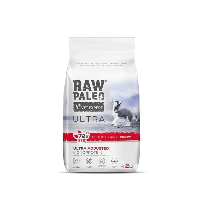 Ξηρά Τροφή Σκύλων Raw Paleo Ultra Medium&Large Puppy Beef - for puppies - 2 kg