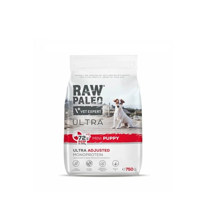 Ξηρά Τροφή Σκύλων Raw Paleo Ultra Mini Puppy Beef - for puppies of small breeds - 750 g
