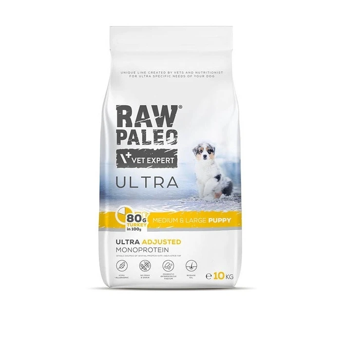 Ξηρά Τροφή Σκύλων Vetexpert Raw Paleo Ultra Medium&Large Puppy Turkey - for puppies - 10 kg