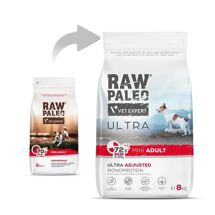 Ξηρά Τροφή Σκύλων Vetexpert Raw Paleo Ultra Mini Adult Beef 8 kg