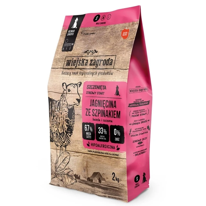 Ξηρά Τροφή Σκύλων Wiejska Zagroda Feed Lamb with Spinach for Puppies 2 kg