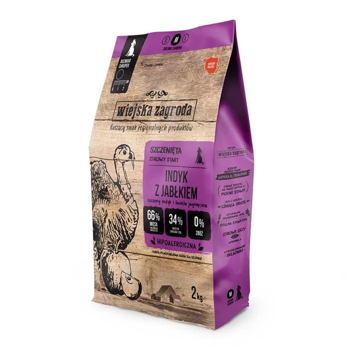 Ξηρά Τροφή Σκύλων Wiejska Zagroda Turkey with Apple M Puppy 2kg