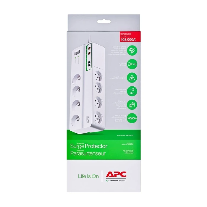 Πολύπριζο Aσφαλείας APC PMF83VT-FR surge protector White 8 AC outlet(s) 230 V 3 m