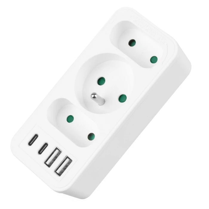 Πολύπριζο Current socket x3 + 4xUSB Maclean, with 3 sockets, 2xUSB A, 2xUSB C PD 20W, 1x16A + 2x6A, MCE248 F/W