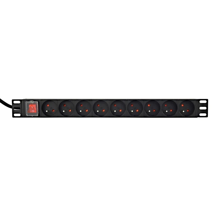 Πολύπριζο EnerGenie EG-PDU-9F2F (PDU), 10 pcs C13 sockets, 1U, 16A, C20 plug 2 m cable, Black