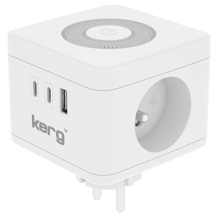 Πολύπριζο Kerg SMART – 2-SOCKET + USB-A+USB-C CHARGER + LED LIGHT 16A/250V~ M02730