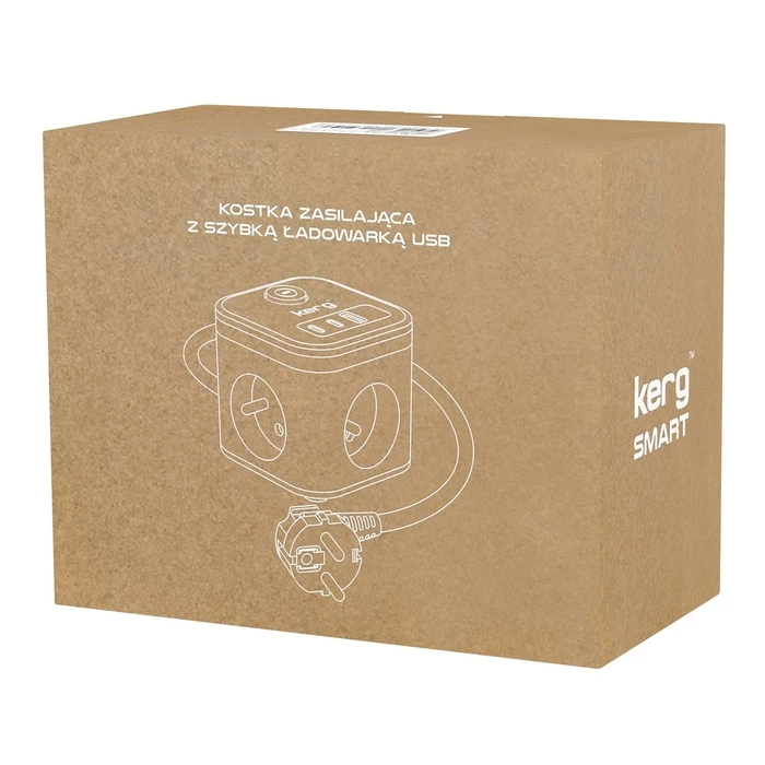 Πολύπριζο Kerg SMART – 3-SOCKET + USB-A+USB-C CHARGER 1.5M 3×1.5MM2 H05VV-F 16A/250V