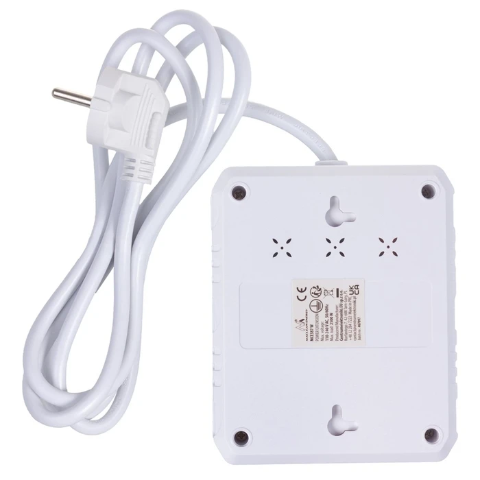 Πολύπριζο Maclean 2 sockets + 3xUSB, 110-240V AC 50/60Hz, 2.1A max 2500W, 1.5m, White, MCE387 W
