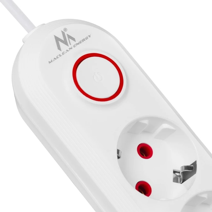 Πολύπριζο Maclean 3 socket + 3xUSB, 110-240V AC 50/60Hz, 2.1A max 2500W, 1.5m, White, MCE394 W