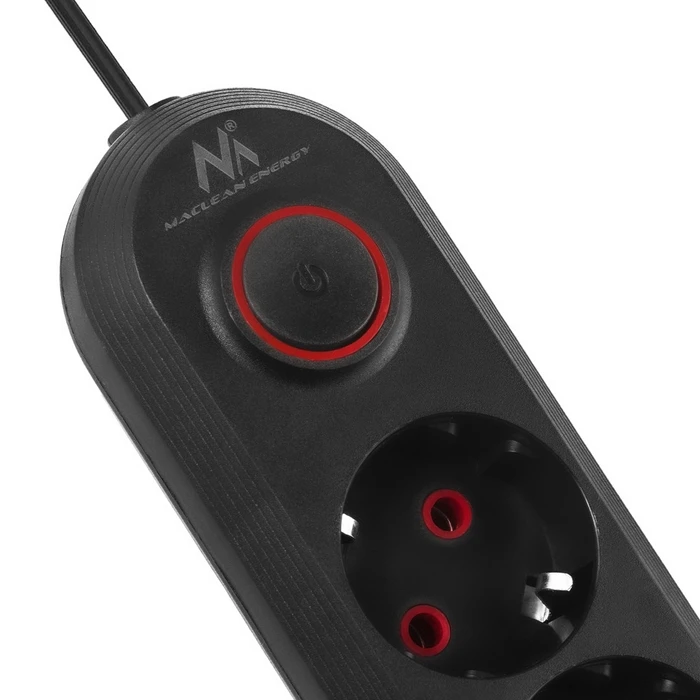 Πολύπριζο Maclean 3-socket cable + 3xUSB, 110-240V AC 50/60Hz, 2.1A max 2500W, 1.5m, Black, MCE394 B