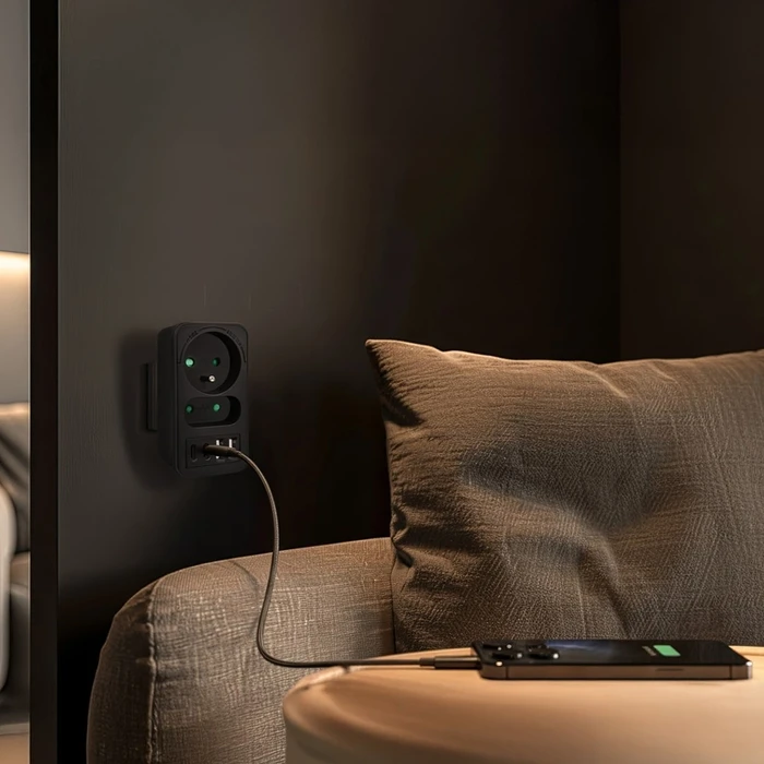 Πολύπριζο Maclean current socket x2 + 4xUSB, with 2 sockets, 2xUSB A, 2xUSB C PD 20W, 1x16A + 1x6A, MCE249 F/B