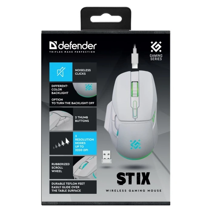Ποντίκι Ασύρματο Defender STIX GM-009 RF White 3200dpi 7P