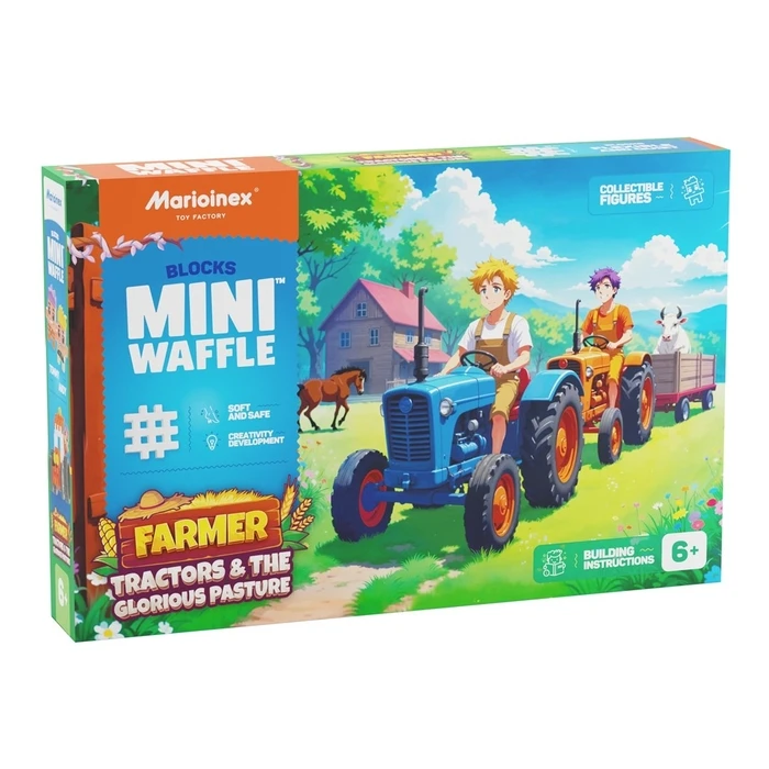 Τουβλάκια Marioinex Mini Waffle Farmer Building Blocks Tractors and a cool meadow, 110 pieces