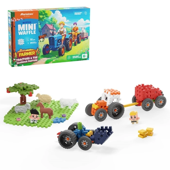 Τουβλάκια Marioinex Mini Waffle Farmer Building Blocks Tractors and a cool meadow, 110 pieces