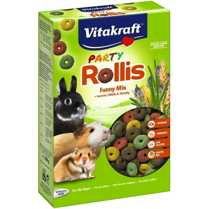 Τροφή Τρωκτικών Vitakraft Party Rollis Funny Mix - treat for rodents and rabbits - 500g