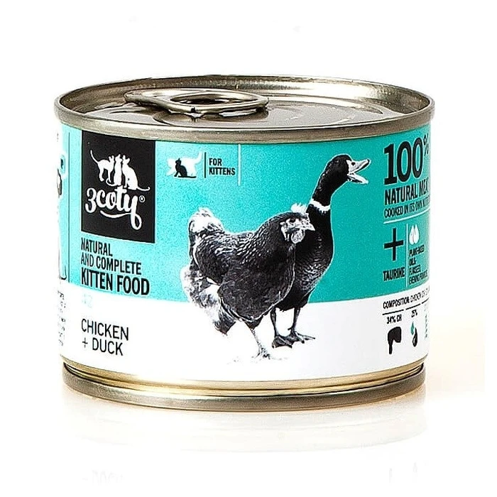 Υγρή Τροφή Γάτας 3coty 42. Chicken and duck (kitten) 180g