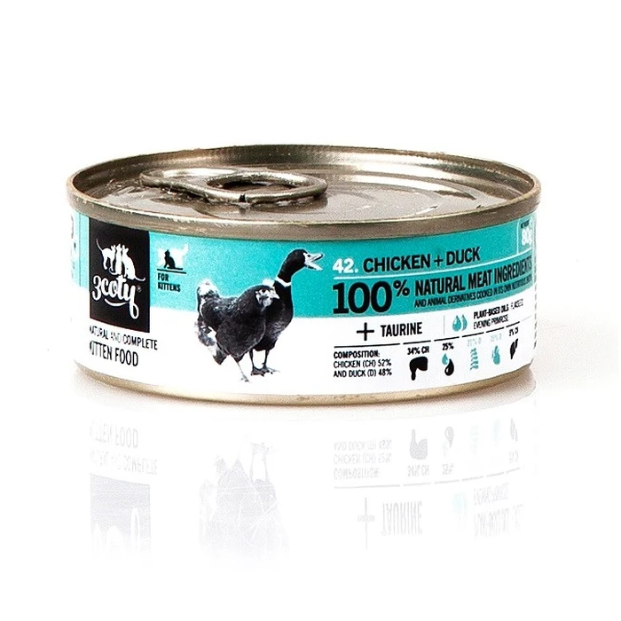 Υγρή Τροφή Γάτας 3coty Chicken with duck For kittens 80g