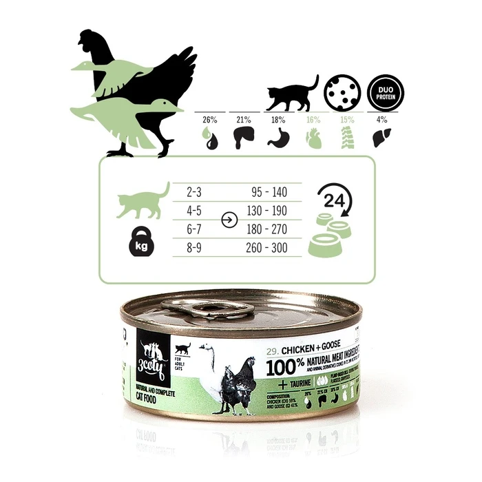Υγρή Τροφή Γάτας 3coty Chicken with goose 80g