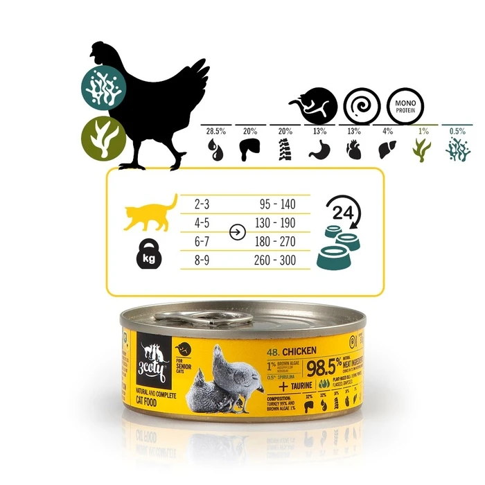 Υγρή Τροφή Γάτας 3coty Chicken with spirulina Senior 80g