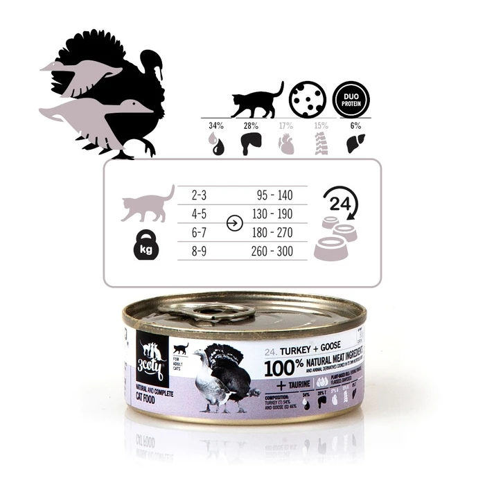 Υγρή Τροφή Γάτας 3coty Turkey with goose 80g