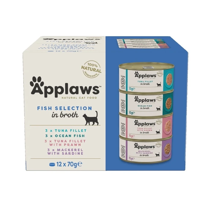 Υγρή Τροφή Γάτας Applaws Fish selection multipack in broth 12x70g