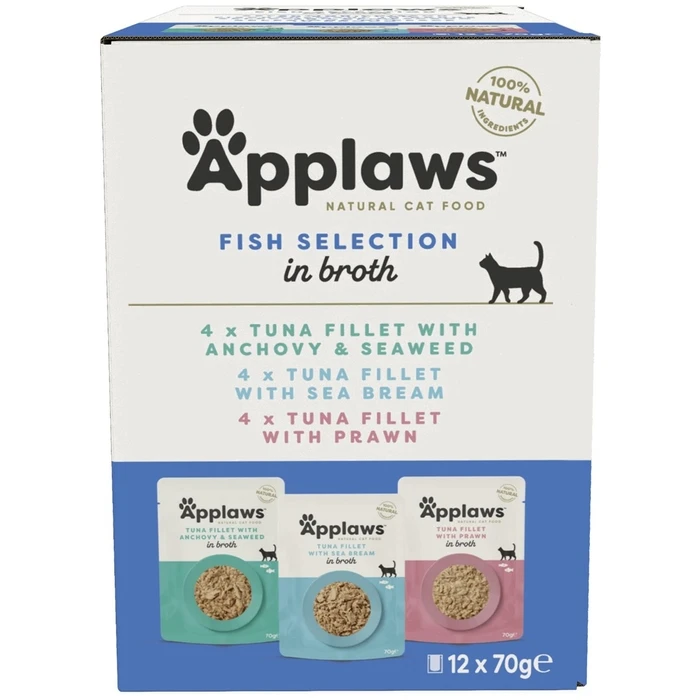 Υγρή Τροφή Γάτας Applaws Fish selection multipack in broth 12x70g