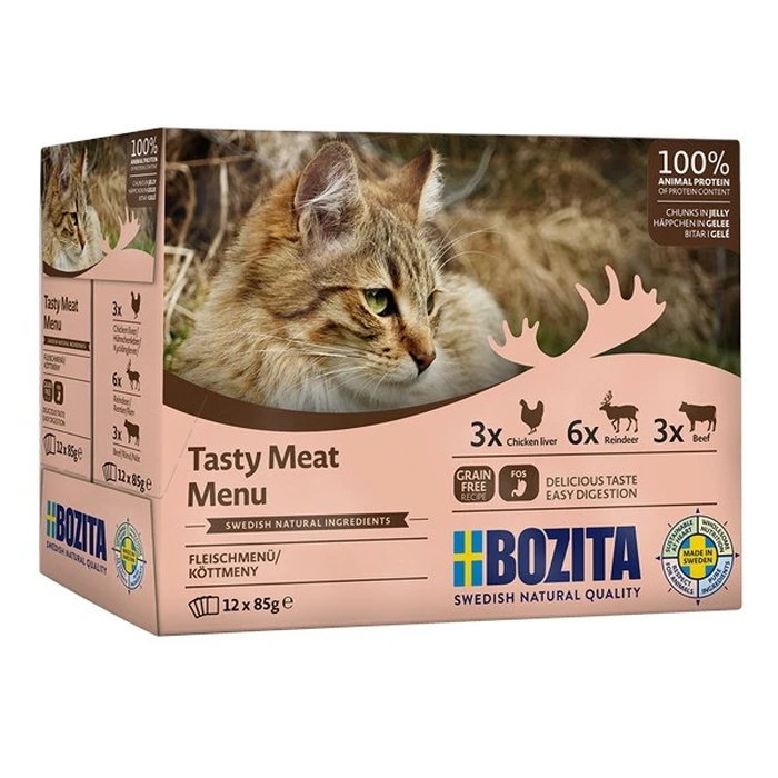 Υγρή Τροφή Γάτας Bozita Tasty meat menu MultiBox Flavor Mix in Jelly 12 x 85g