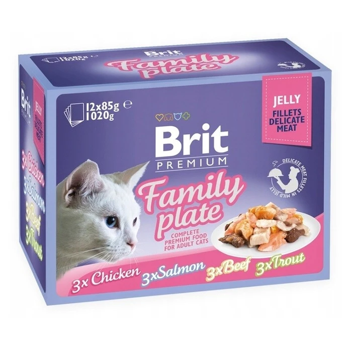 Υγρή Τροφή Γάτας Brit Premium Family Plate Fillets in Jelly Mix of Flavors 12x85g