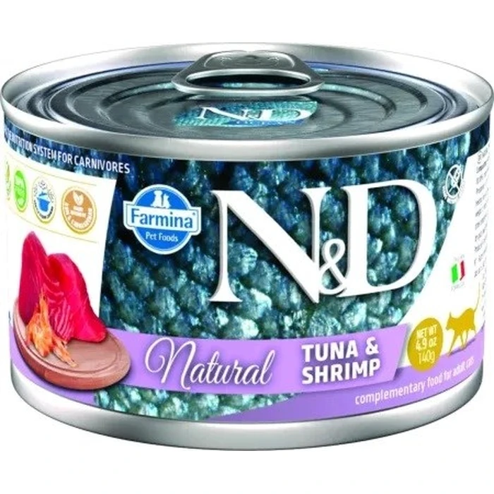 Υγρή Τροφή Γάτας Farmina N&D Cat Natural Tuna&Shrimp- wet cat food - 140 g