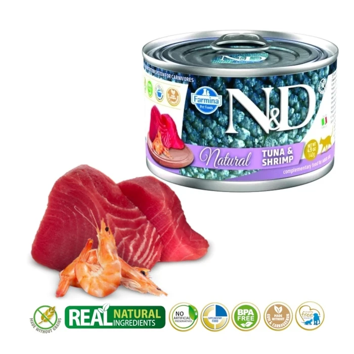Υγρή Τροφή Γάτας Farmina N&D Cat Natural Tuna&Shrimp- wet cat food - 140 g