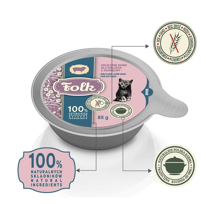 Υγρή Τροφή Γάτας Folk Kitten Delicate lamb dish 85g