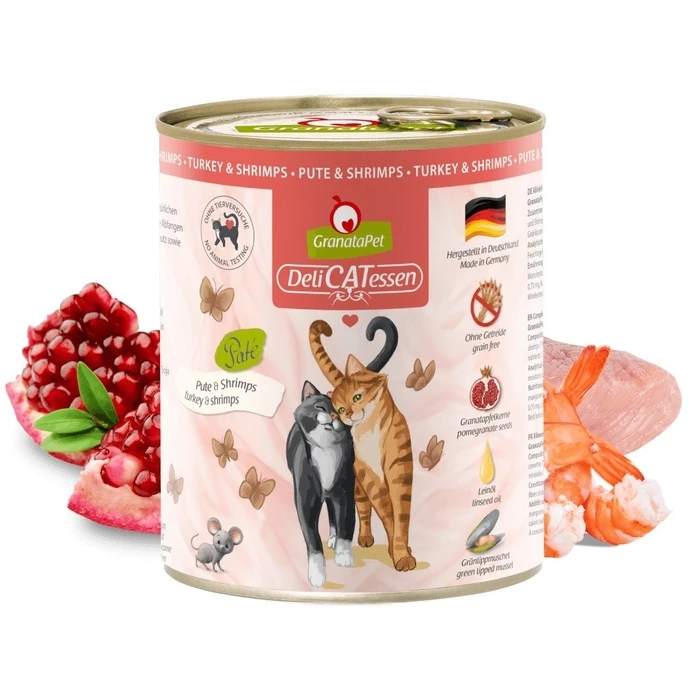 Υγρή Τροφή Γάτας Granata Pet DeliCATessen Turkey and shrimps 800g
