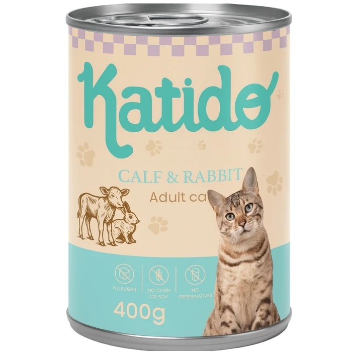 Υγρή Τροφή Γάτας Katido Calf with rabbit 400g