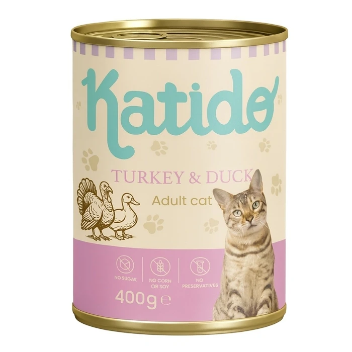 Υγρή Τροφή Γάτας Katido Turkey with duck 400g