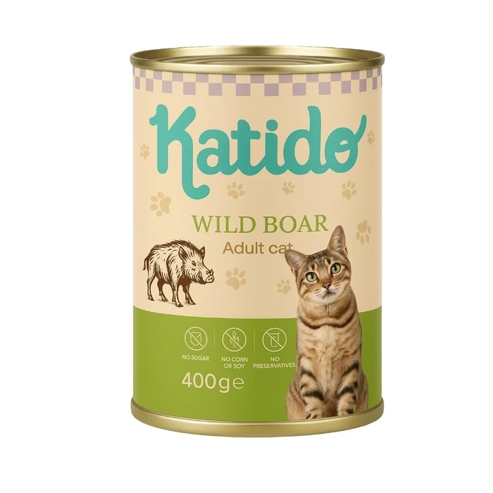 Υγρή Τροφή Γάτας Katido Wild boar 400g