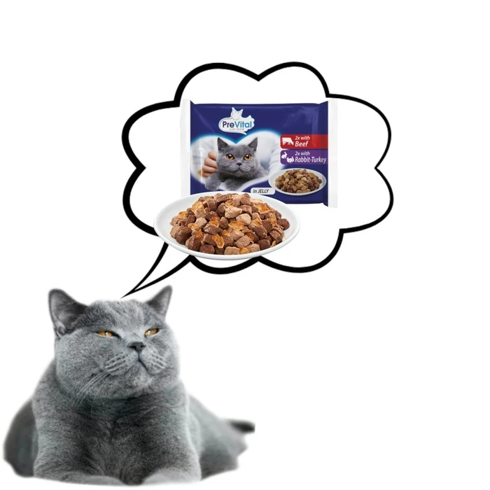 Υγρή Τροφή Γάτας Prevital Beef and rabbit with turkey in jelly – wet cat food – 4 x 100g
