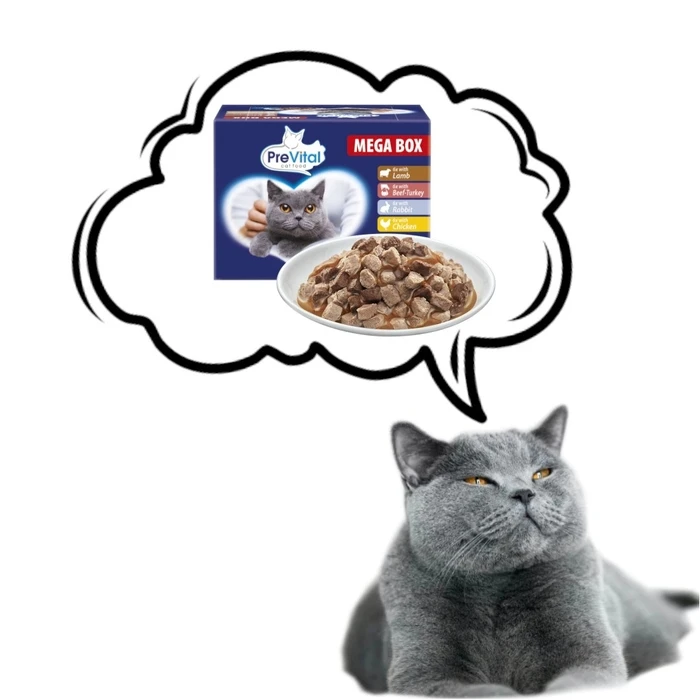 Υγρή Τροφή Γάτας Prevital Cat Food Megabox with Lamb, Beef, Rabbit, and Chicken in Gravy 24 x 100g