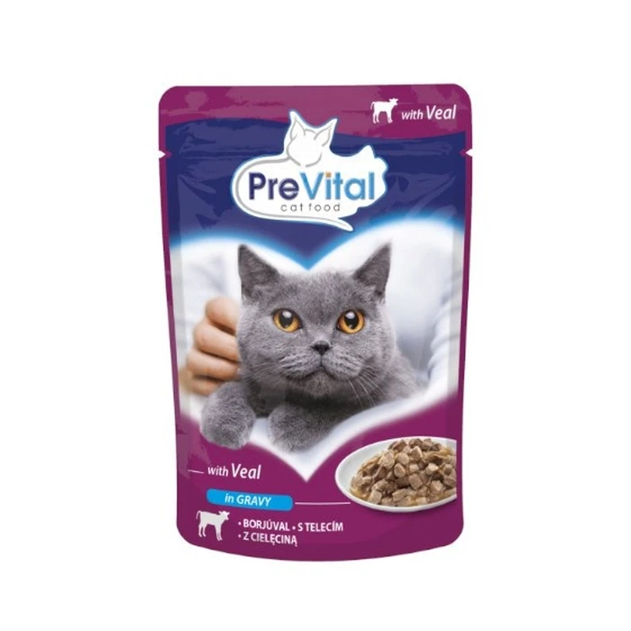 Υγρή Τροφή Γάτας Prevital Cat Food Mix 4 Flavors Chicken, Veal, Salmon, Poultry 96 x 100 g