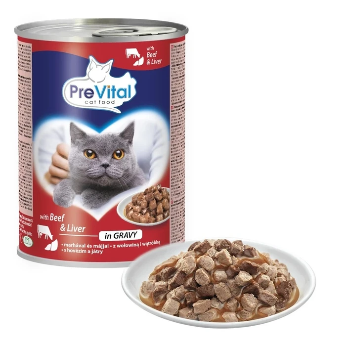 Υγρή Τροφή Γάτας Prevital Cat Food with beef and liver in sauce 415 g