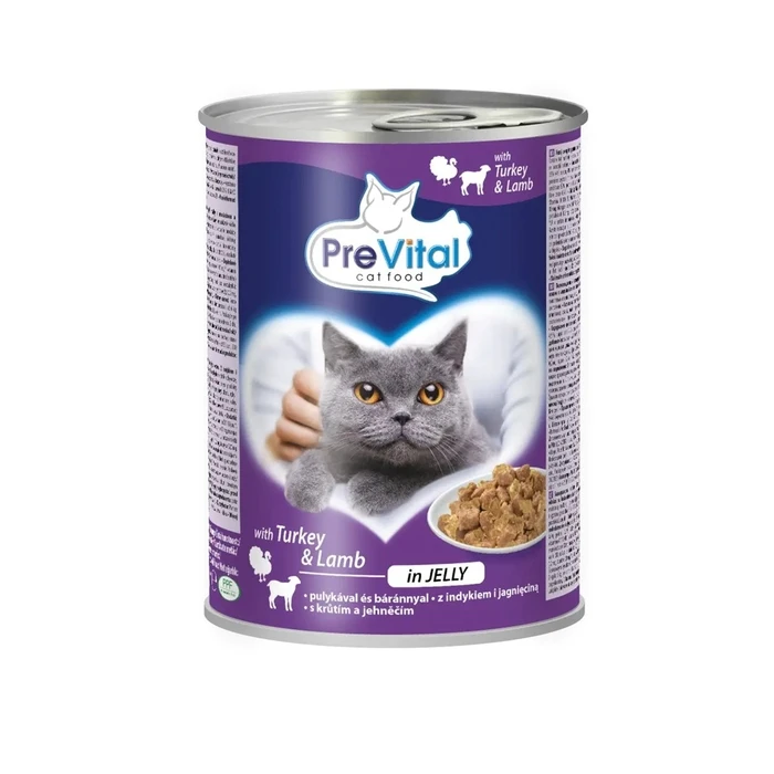 Υγρή Τροφή Γάτας Prevital Cat Food with lamb and turkey in jelly 415g