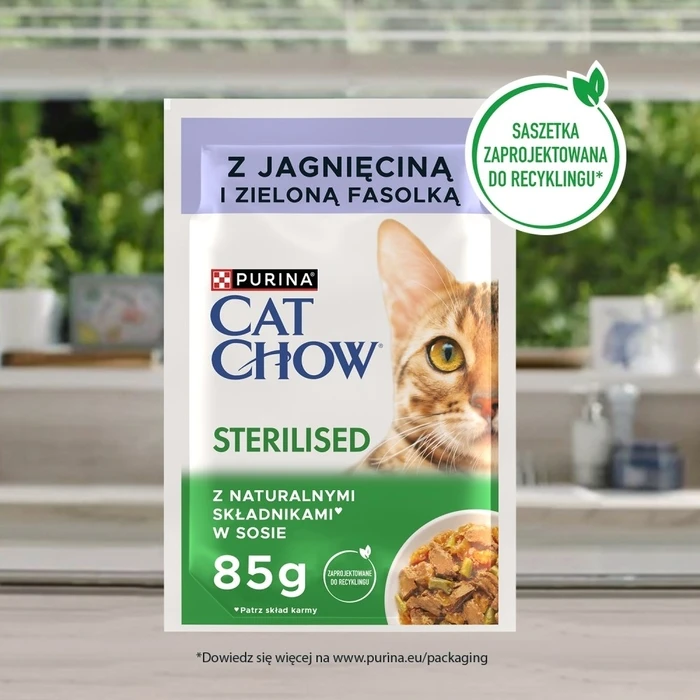 Υγρή Τροφή Γάτας Purina Cat Chow Sterilised with lamb and green beans in sauce 26x85g (20 + 6 GRATIS)