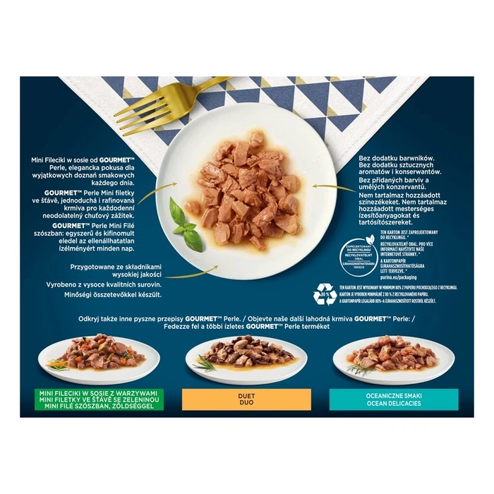Υγρή Τροφή Γάτας Purina Gourmet Perle Duck, turkey, lamb, tuna 12x85 g