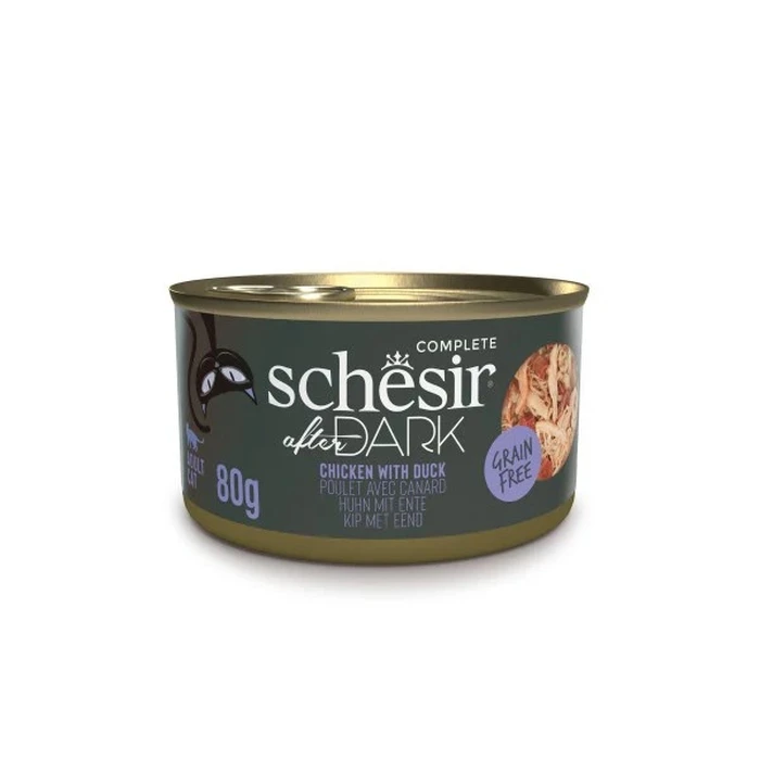 Υγρή Τροφή Γάτας Schesir After Dark Chicken fillet with duck in broth 80g