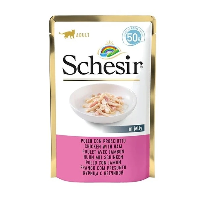 Υγρή Τροφή Γάτας Schesir in jelly Chicken with ham 50 g
