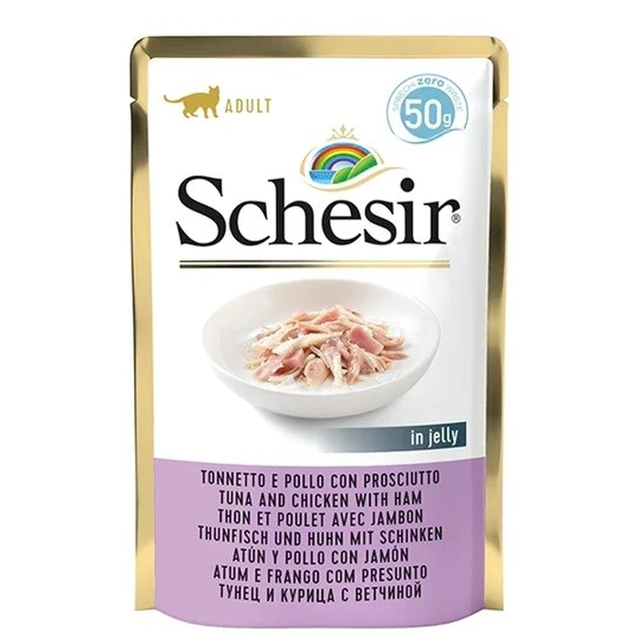 Υγρή Τροφή Γάτας Schesir in jelly Tuna and chicken with ham 50 g