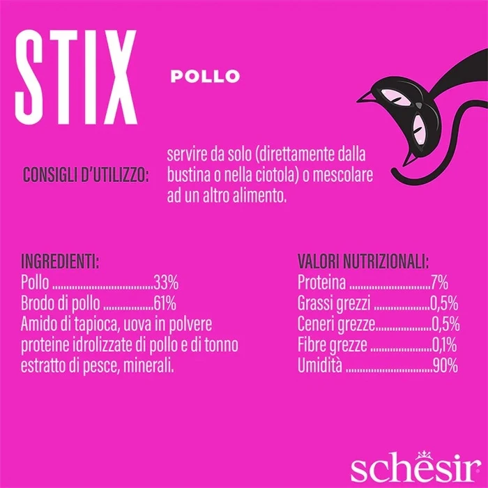 Υγρή Τροφή Γάτας Schesir Stix Cream of chicken 6x15g
