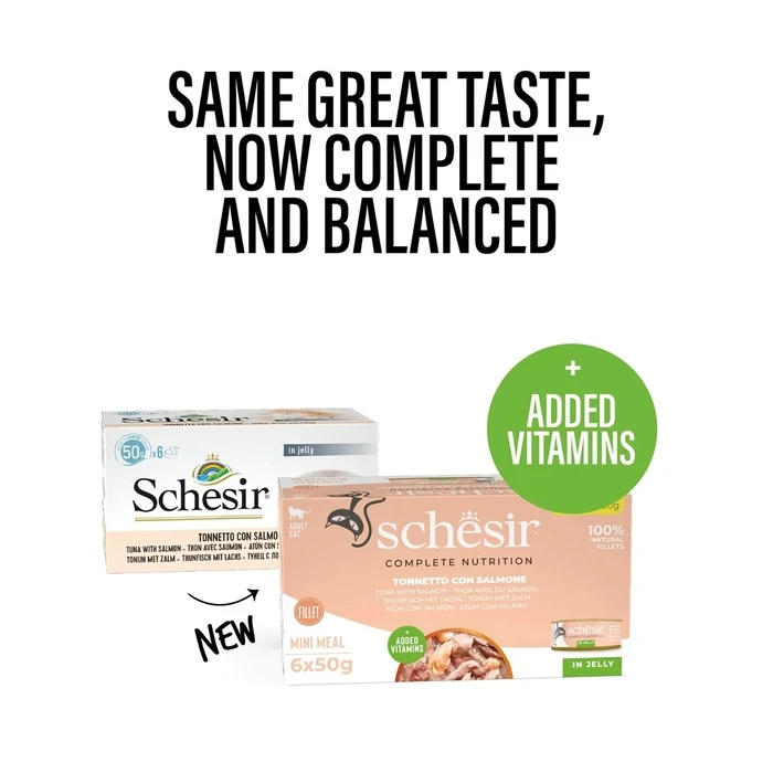 Υγρή Τροφή Γάτας Schesir Tuna with salmon in jelly 6x50g