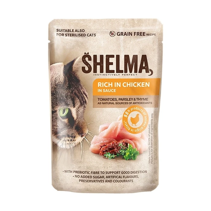 Υγρή Τροφή Γάτας Shelma Rich in chicken in sauce 85g