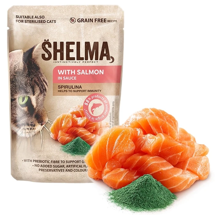 Υγρή Τροφή Γάτας Shelma with salmon in sauce 85g